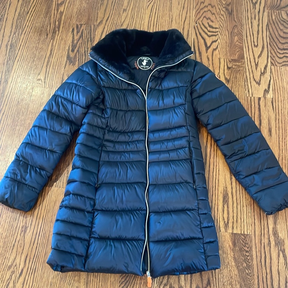 Black Save The Duck long puffer coat